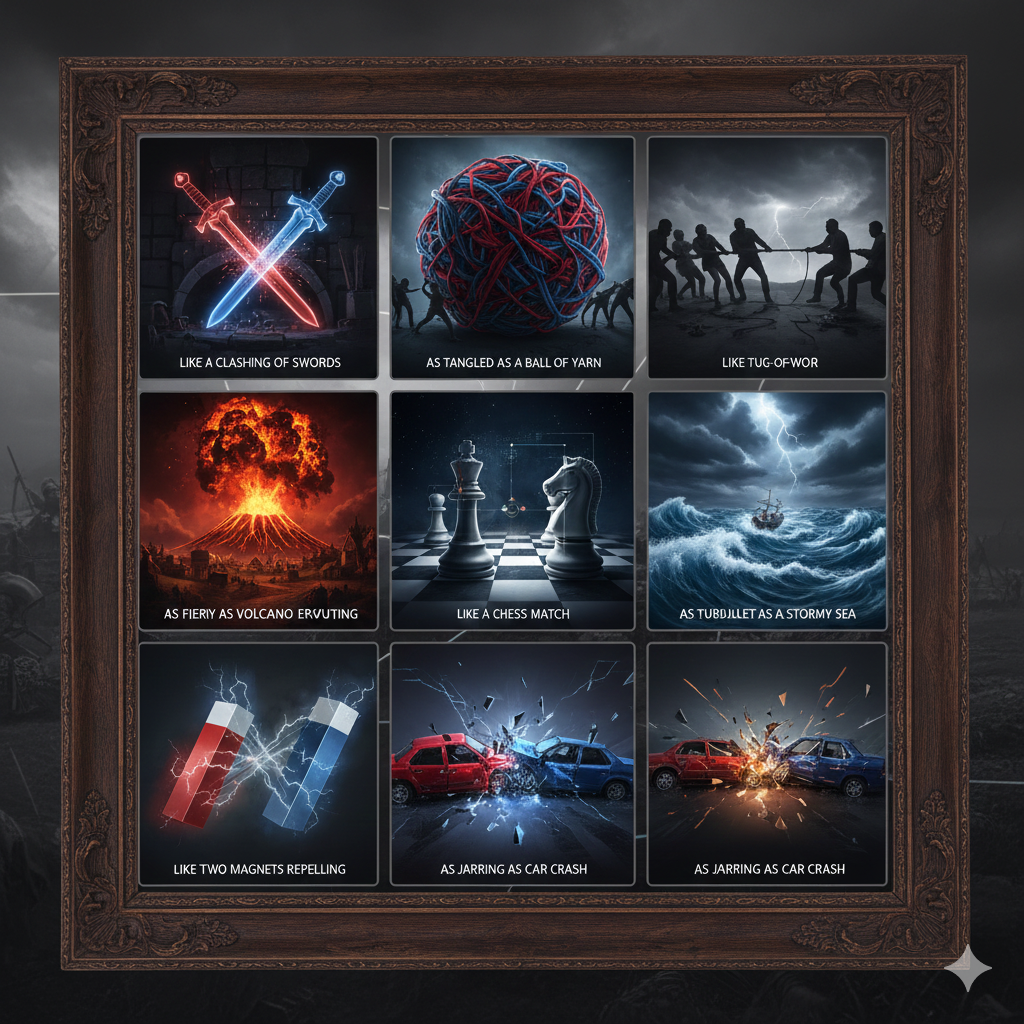 Read more about the article 35 Powerful Similes for Conflict to Strengthen Your Writing