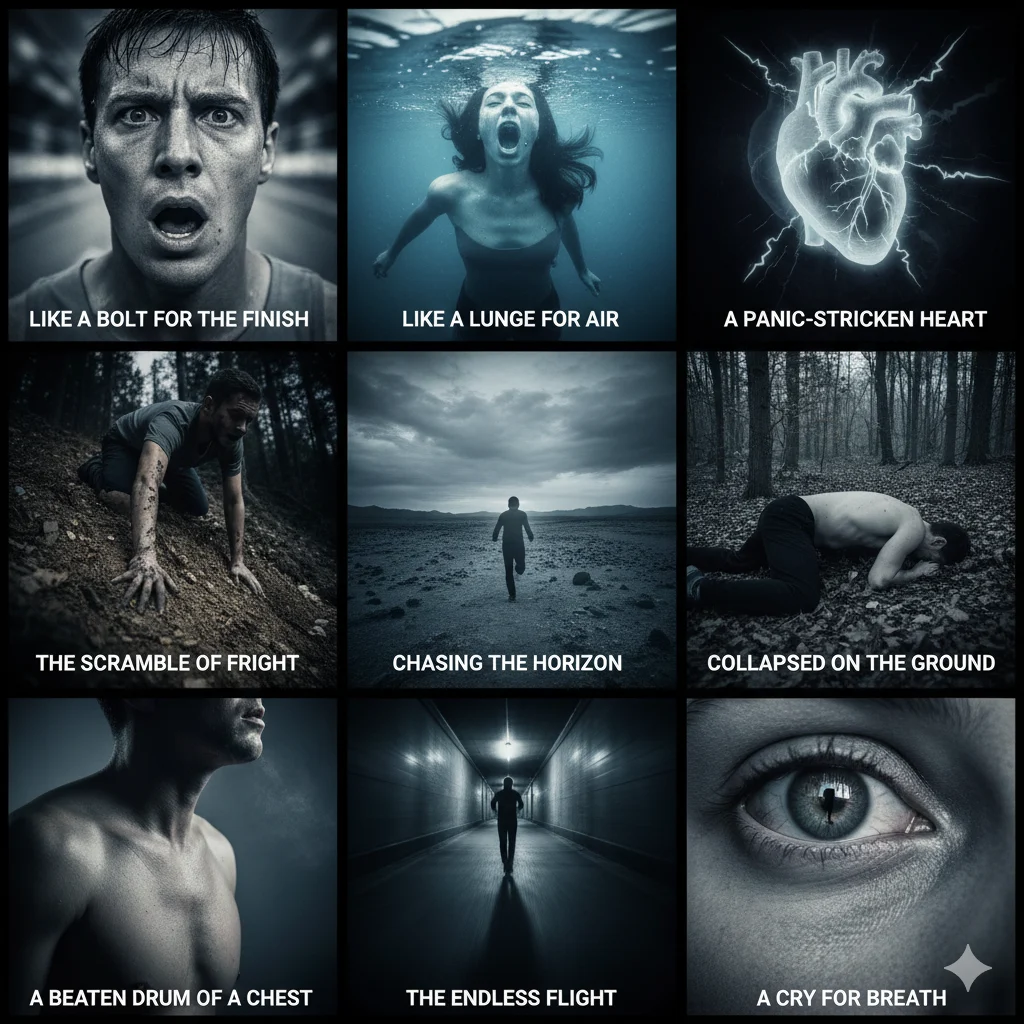 As breathless as someone chased”