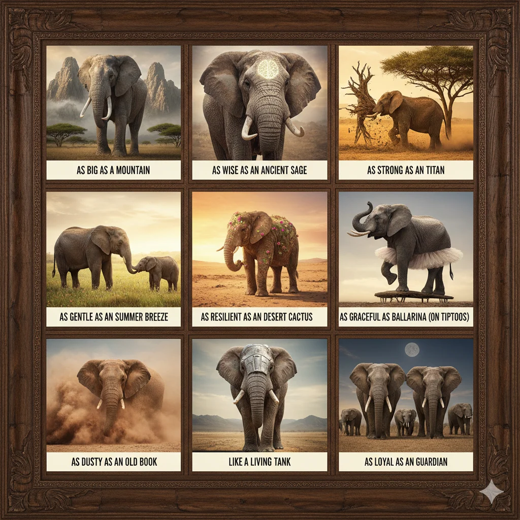 Read more about the article 35 Powerful Similes for Elephants to Strengthen Your Creative Writing